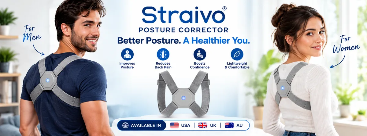 Straivo Posture Corrector for men and women, available in the USA, UK and Australia